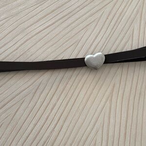 Lucky Brand Black Leather Belt with Silver Heart